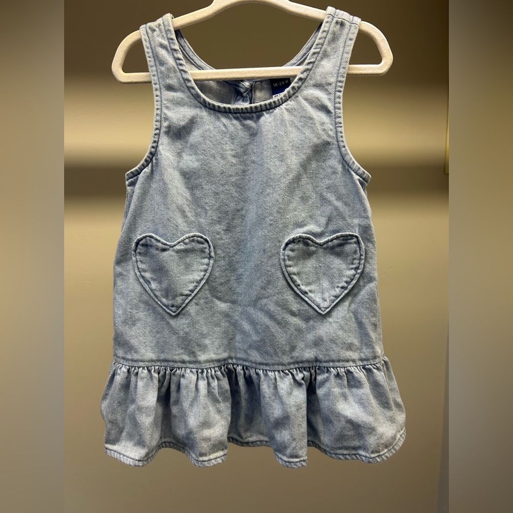 Old Navy Light Blue Kids Dress with Heart Pockets